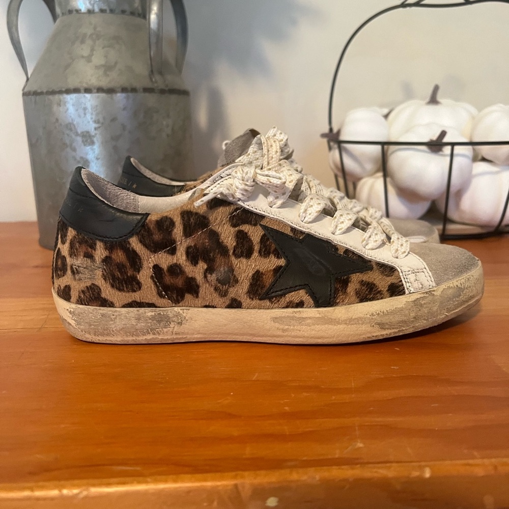 ⭐️ Golden Goose Super Star Leopard Sneaker With Suede Toe/Tongue - Size 35